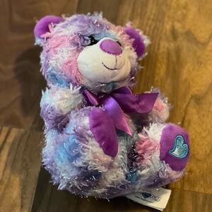 Colorful Plush Teddy Bear with Bow